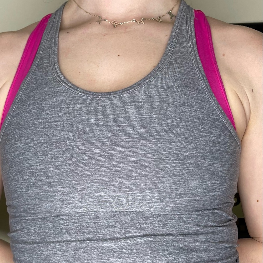 LuluLemon Tank With Built In Sports Bra Gray and Pink Size: 2